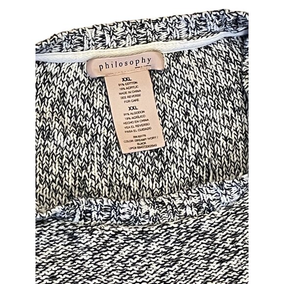 Philosophy black & white sweater XXL 2XL pullover long sleeve cotton - Picture 4 of 7